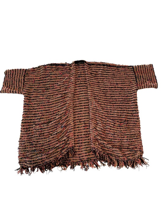 Etro Sweaters - ETRO Boucle Knit Fringe Cardigan Sweater Small Multicolor Tweed Italy Boho Luxe